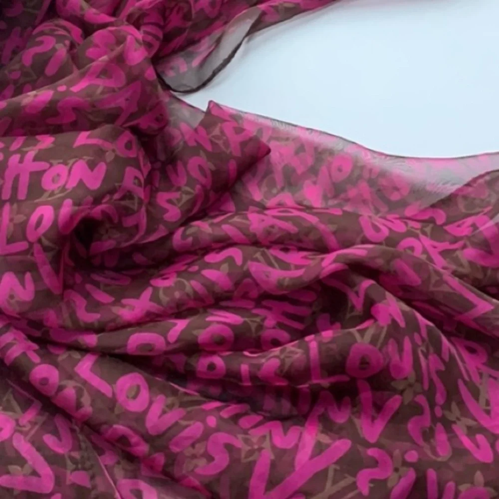 Louis Vuitton Neon Pink LV Stephen Sprouse Graffiti Scarf - Rare - Picture 2 of 5